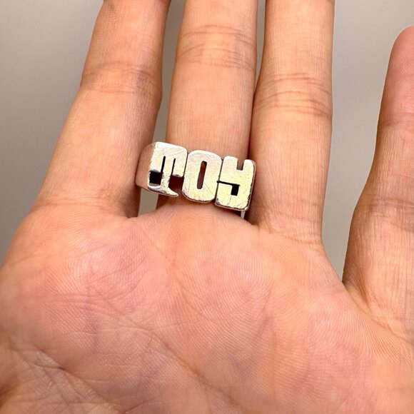 Sterling Silver 925 Toy Three Dimensional Lettering Statement Ring Size 11.25 - Picture 8 of 13